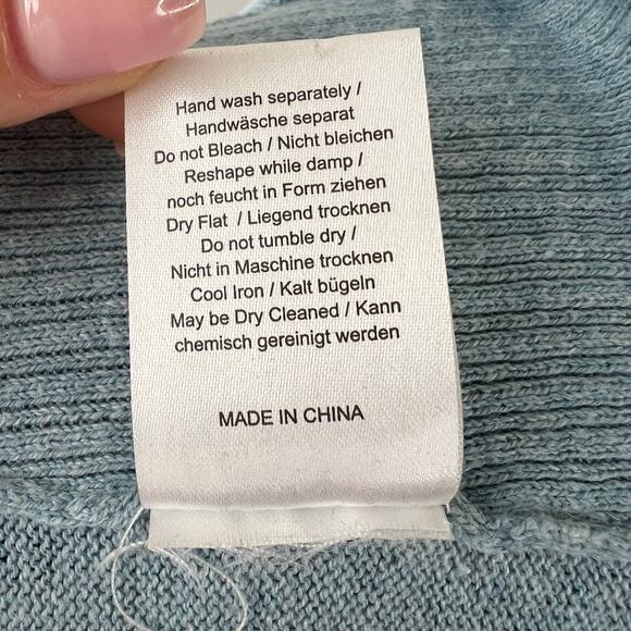 POETRY Blue Linen Cardigan Sweater Cotton Ribbed V-Neck Button Knit Size 16 - Picture 9 of 9